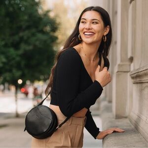 Portland Leather Circle Crossbody Bag